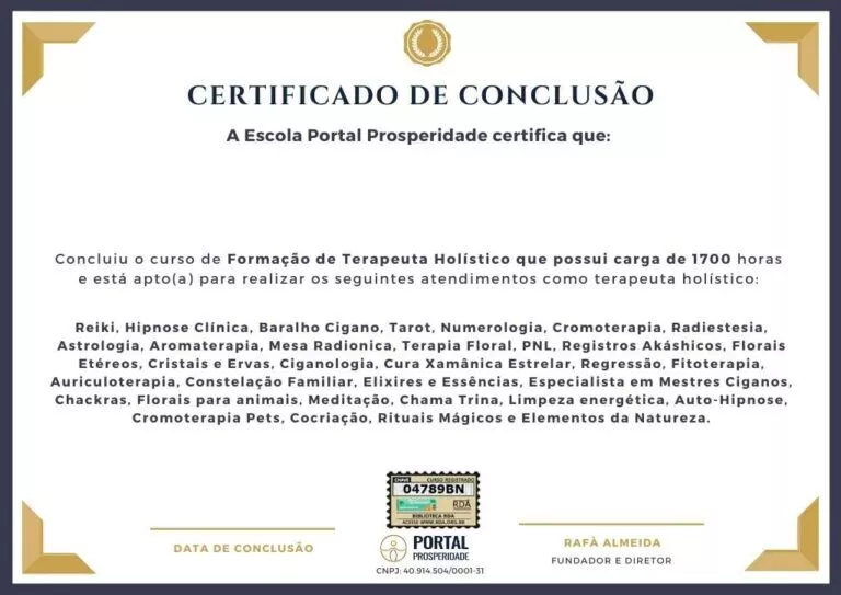 Certificado de 1700 Horas